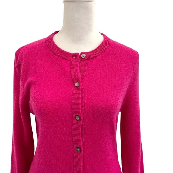 John Lewis 100% Cashmere Cardigan Sweater Soft Classic Bright Pink size 8 - Picture 2 of 7
